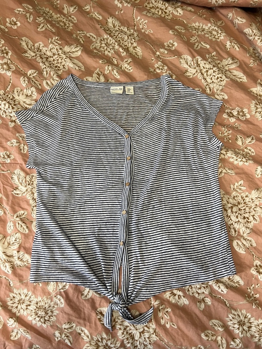 Rachel Zoe Black & White Striped Tie-Front Top